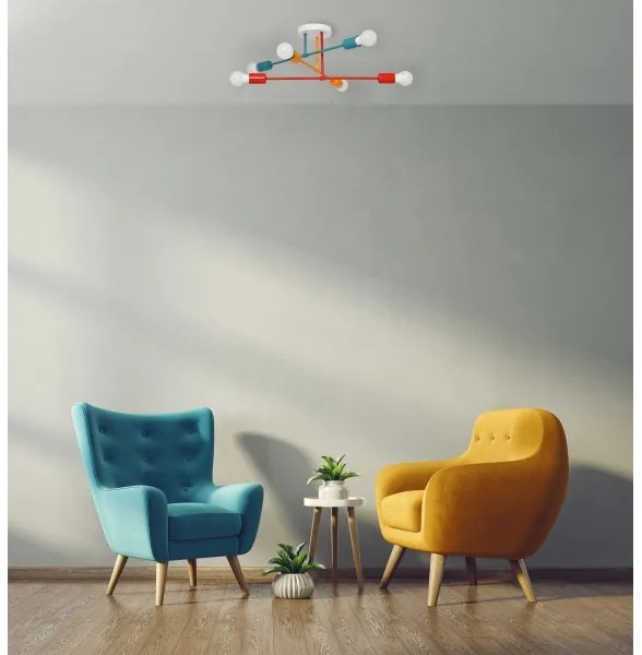 Prisadený luster CAMBRIDGE 6xE27/20W/230V modrá/červená/oranžová