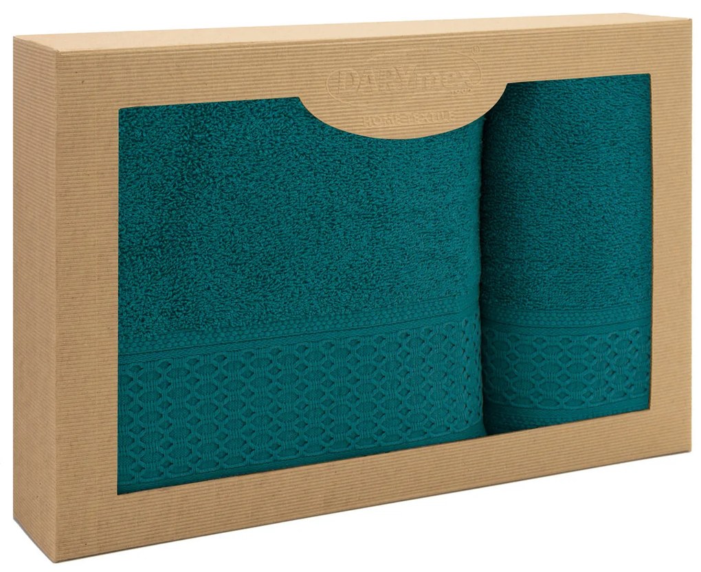 BAVLNENÉ UTERÁKY SOLANO SADA 1 KS 50X90 CM, 1 KS 70X140 CM TMAVOTYRKYSOVÁ