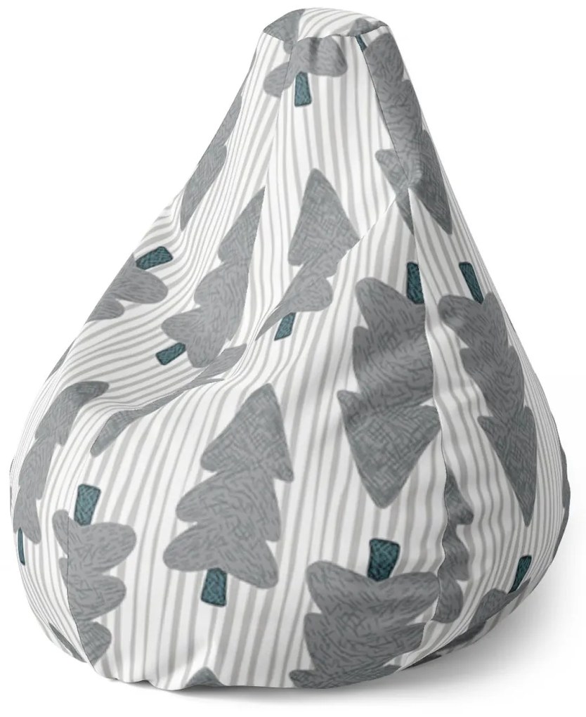 Sablio Sedací vak Pear Sivé stromčeky - 70 x 95 x 15 cm