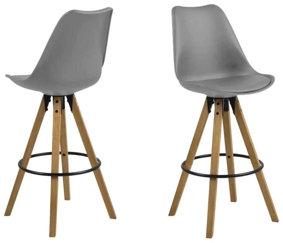Dizajnová barová stolička Nascha, šedá-prírodná