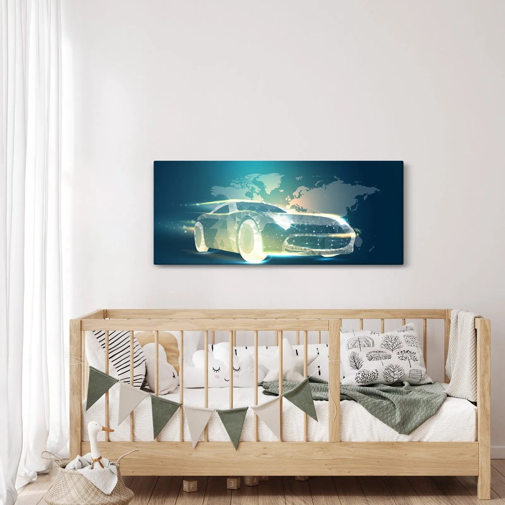 Obraz auta z geometrických tvarov (120x50 cm)