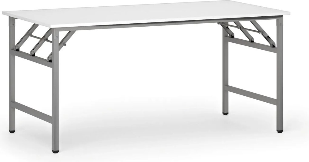 Konferenčný stôl FAST READY, 160x80 cm, sivostrieborná podnož, biela