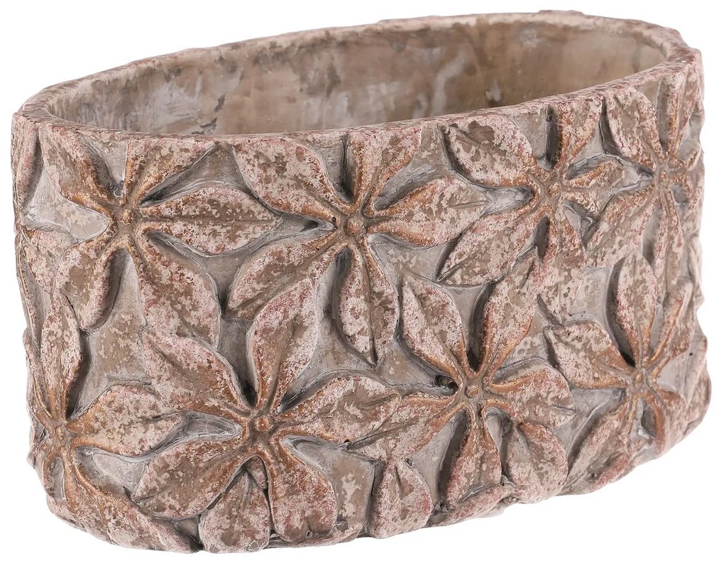 Betónový obal na kvetináč Flower, ovál, 13 x 21 x 12 cm, 21 cm