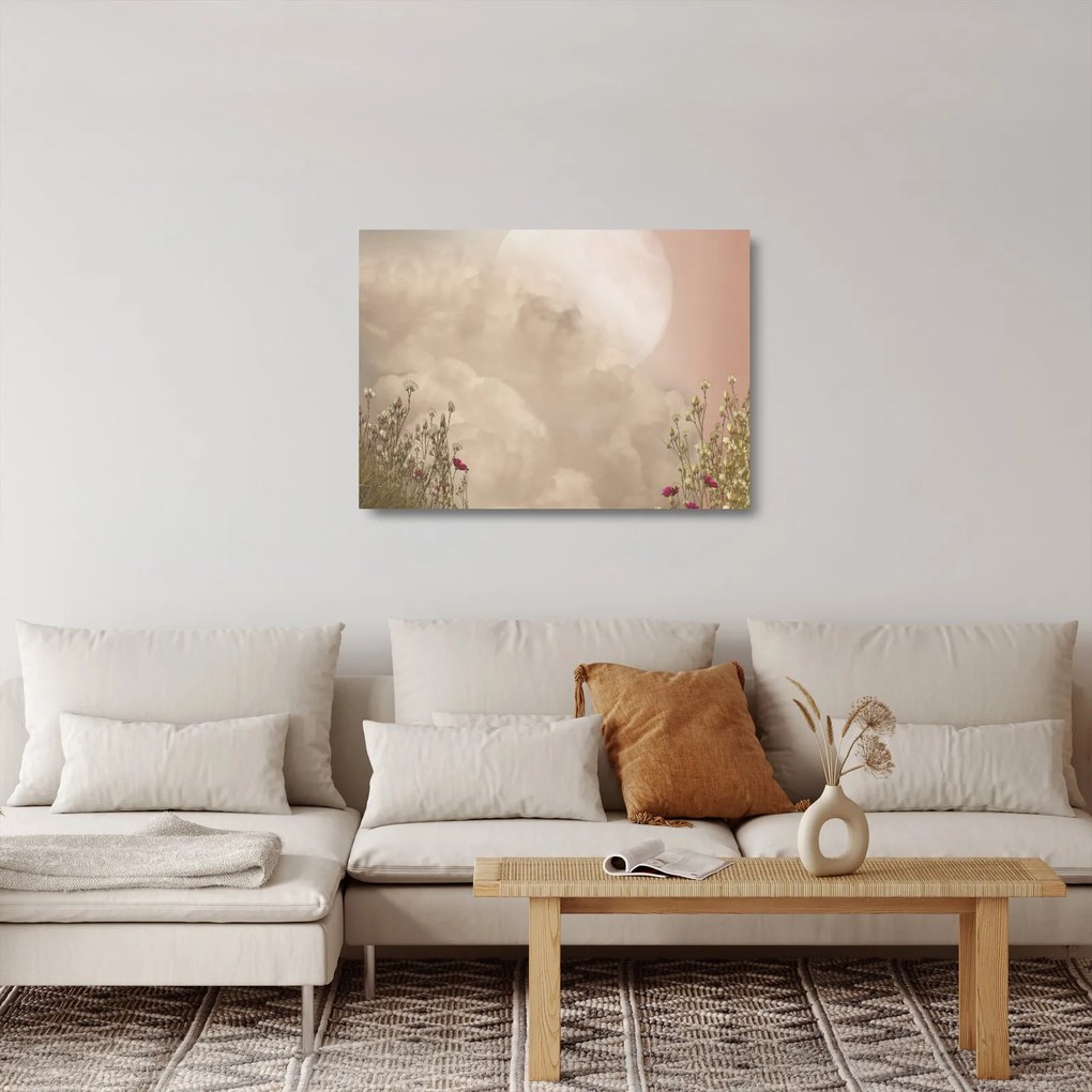 Sklenený obraz - Ružový spln (70x50 cm)