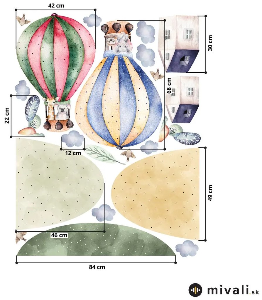 Samolepky na stenu - Výlet balónom