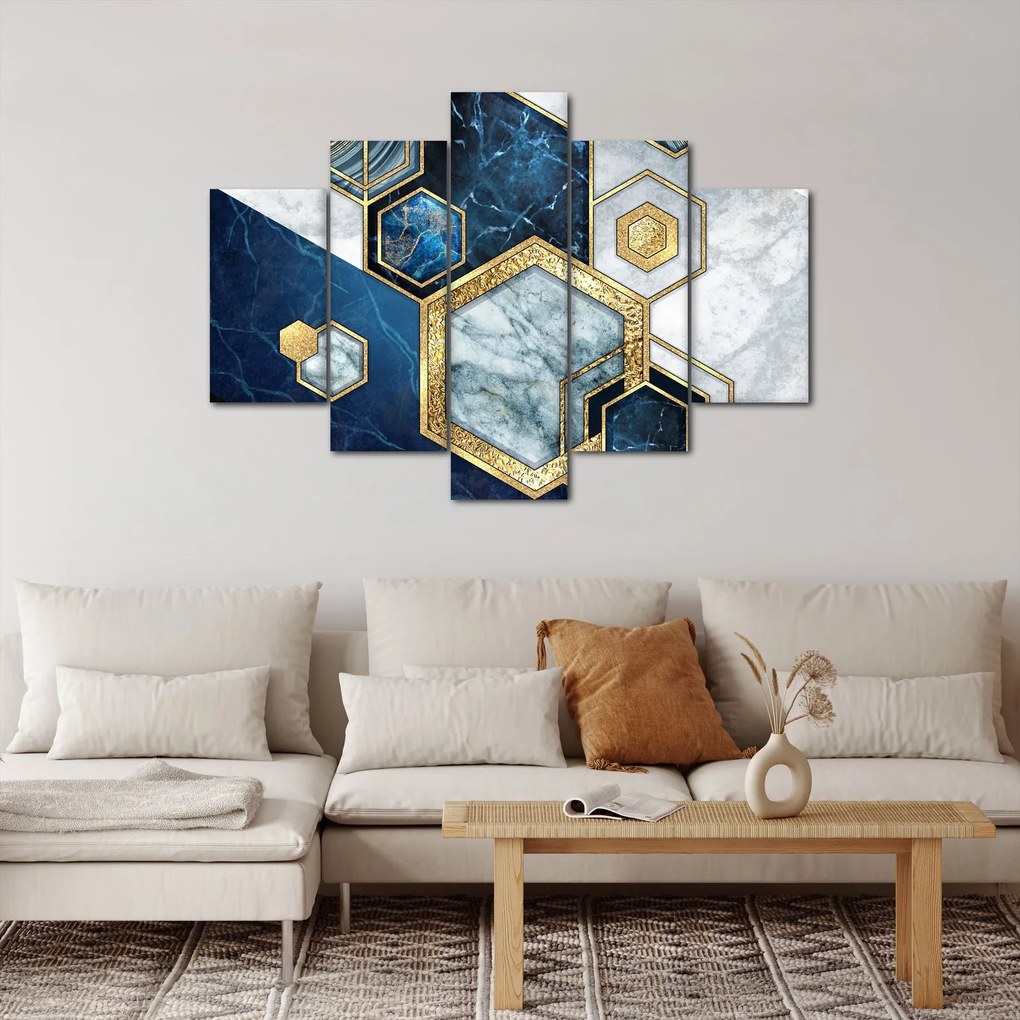 Obraz - Mramorové hexagóny (150x105 cm)