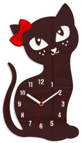 Mazur Nástěnné hodiny Cat bordó