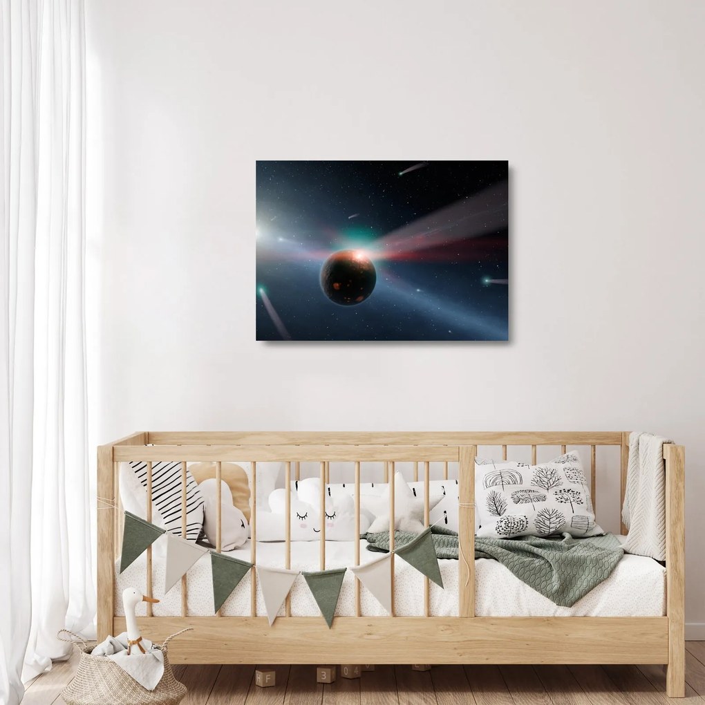 sklenený obraz planétky (70x50 cm)