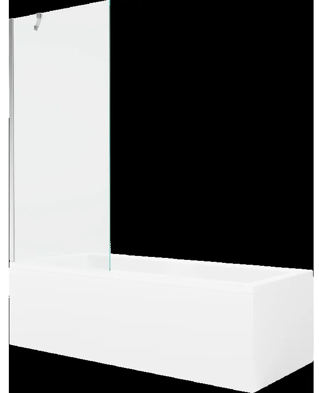 Mexen Cubik obdĺžniková vaňa 160 x 70 cm s obkladom a 1-krídlovou sprchovou zástenou 80 cm, Transparentné, Chrómová - 550316070X