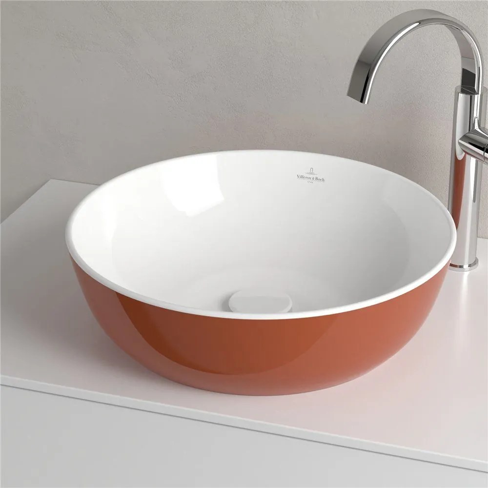 VILLEROY &amp; BOCH Artis okrúhle umývadlo na dosku bez otvoru, bez prepadu, priemer 430 mm, Rust, 417943BCW8