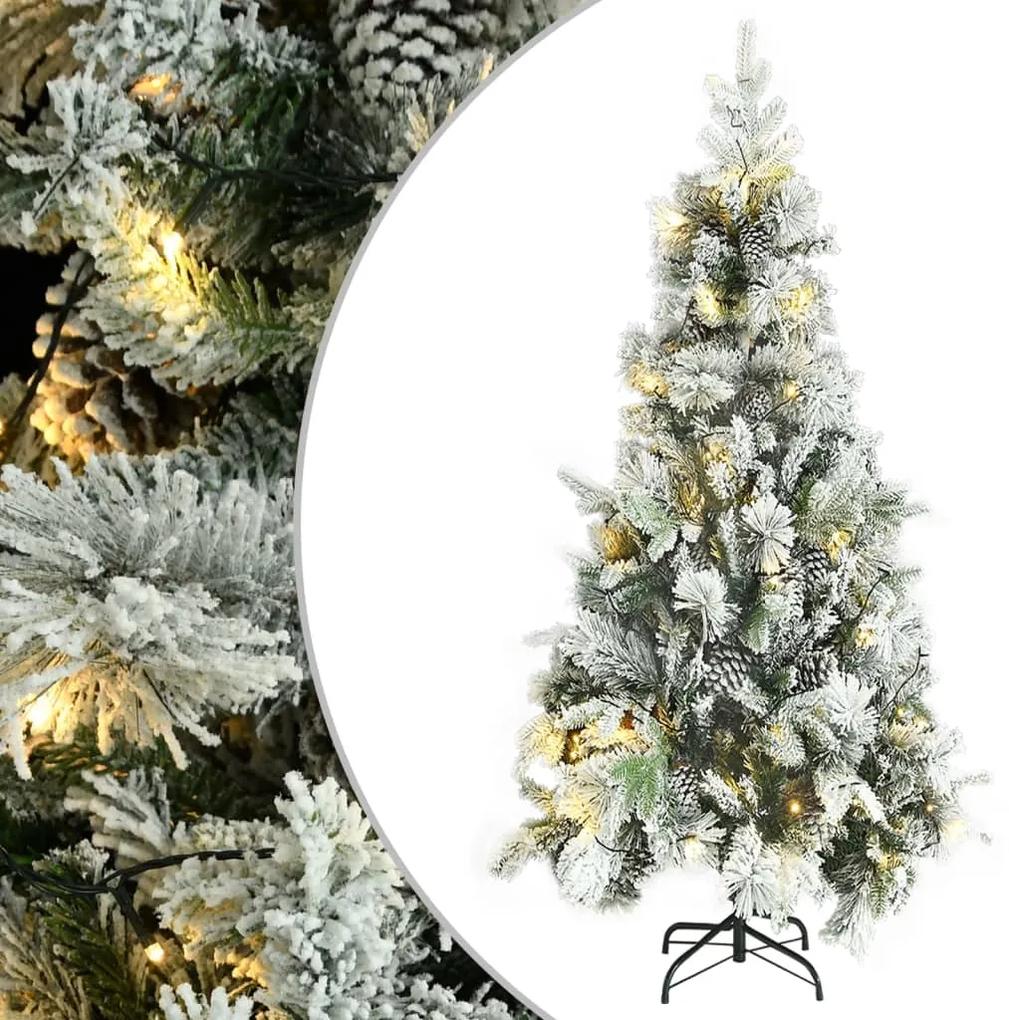 Vianočný stromček s vločkami, LED a šiškami 225 cm PVC a PE 3094562