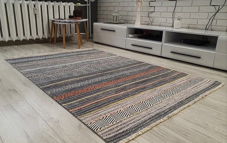 Moderný viacfarebný koberec Banco 1049 sivý – nízky vlas Rozmer: 155x230 cm