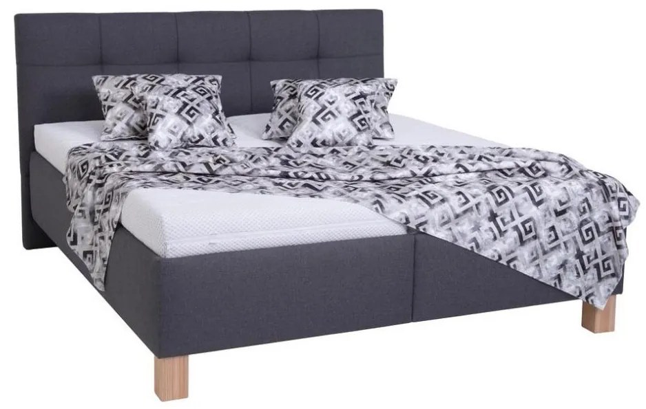 Čalúnená posteľ s matracom a úložným priestorom MARIA 180x200 cm sivá