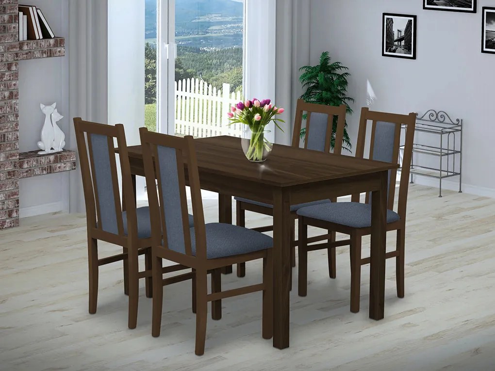 Nabytekmorava Jedálenský set Brooklyn pre 4 osoby, stôl 120x90 cm farba lamina: biela 113, čalúnenie vo farbe: SCALA šedá 92