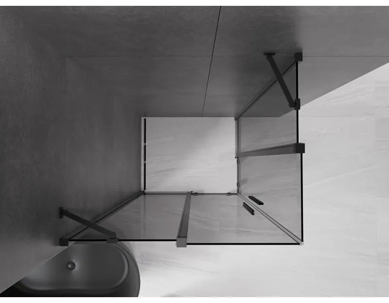 Mexen Velar Duo, sprchový kút s posuvnými dverami 100 x 90 cm, 8mm šedé sklo, čierna matná, 871-100-090-42-70