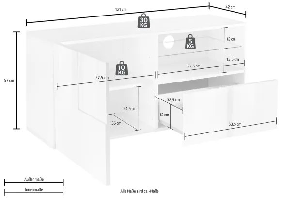 Televízny stolík SERIAN biely