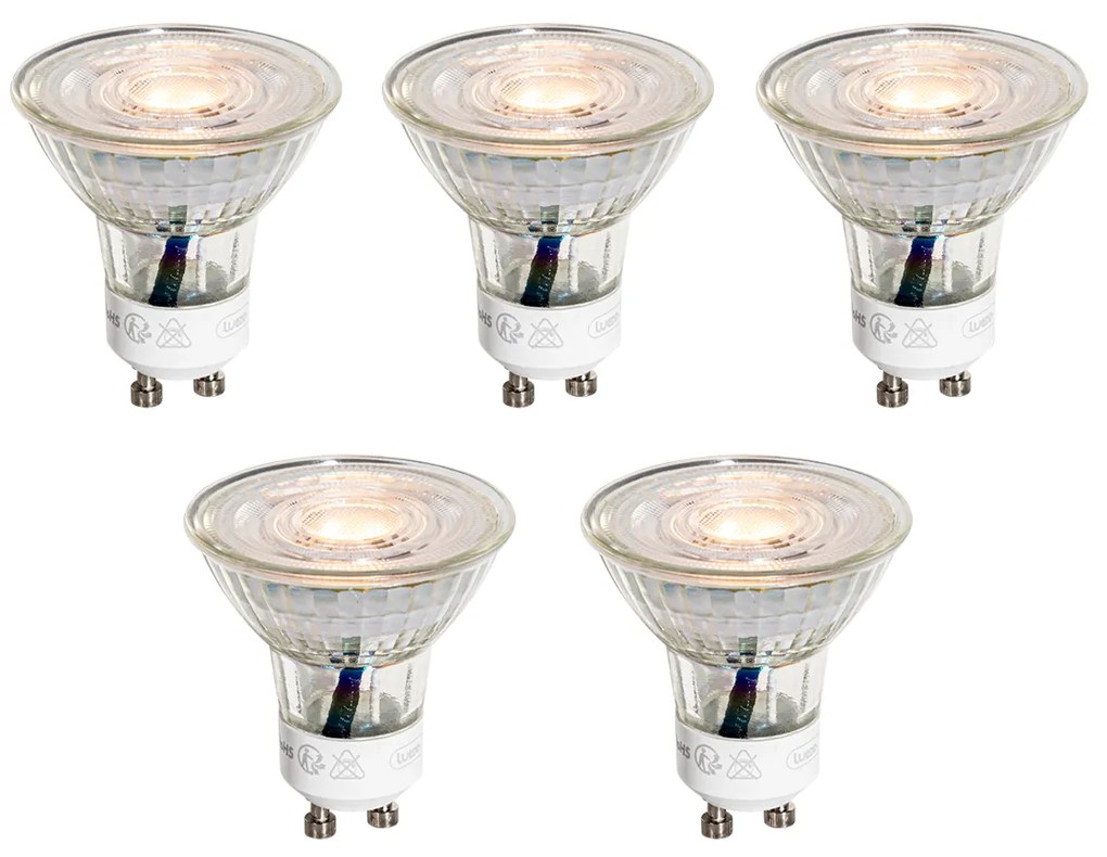 Sada 5 GU10 50mm čírych LED žiaroviek 3W 200 lm 2200K