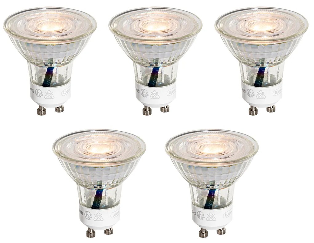 Sada 5 GU10 50mm LED žiaroviek číra 3W 200 lm 2200K