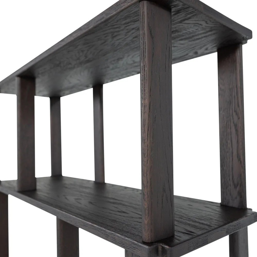 Tmavohnedá knižnica z dubového dreva 90x186x30 cm Riss – WOOOD