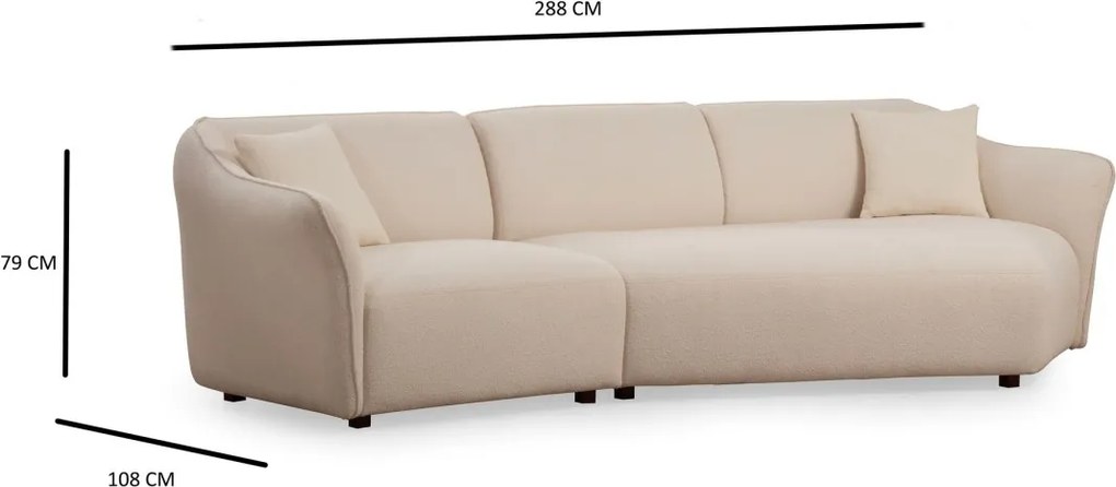 Trojmiestna pohovka Mentis 288 cm krémová