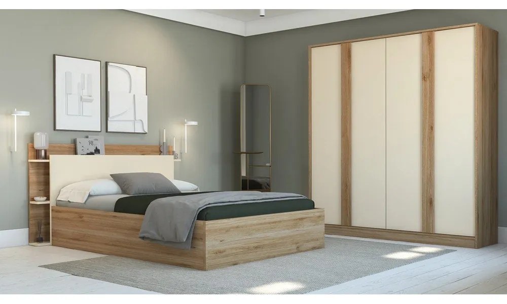 Šatníková skriňa v dekore duba v krémovo-prírodnej farbe 180x197,5x53 cm Dennis – Marckeric