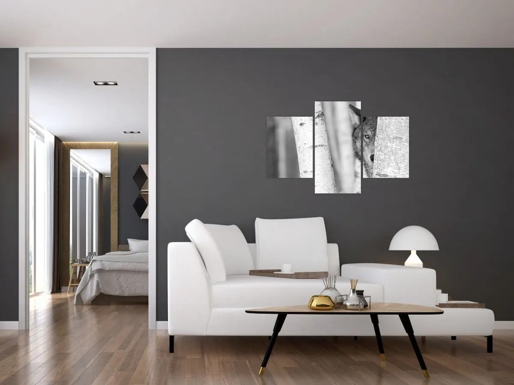 Obraz - Vlk v lese (90x60 cm)