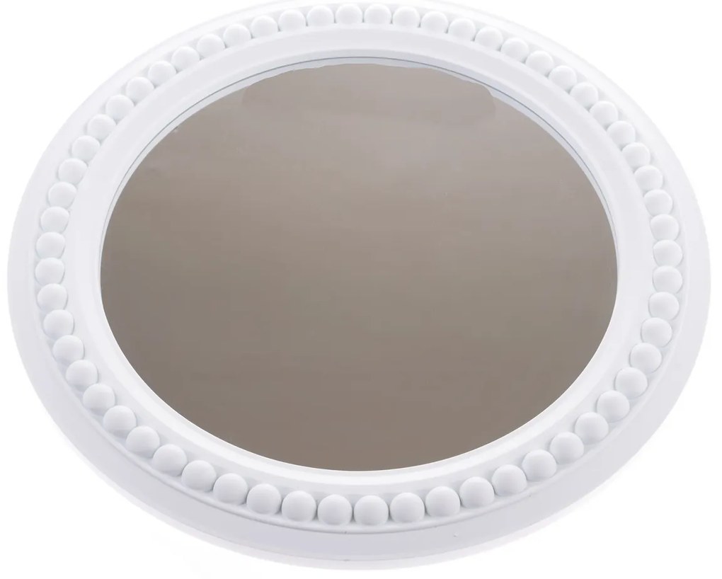 Plastové nástenné zrkadlo Montielo biele, priemer50 cm