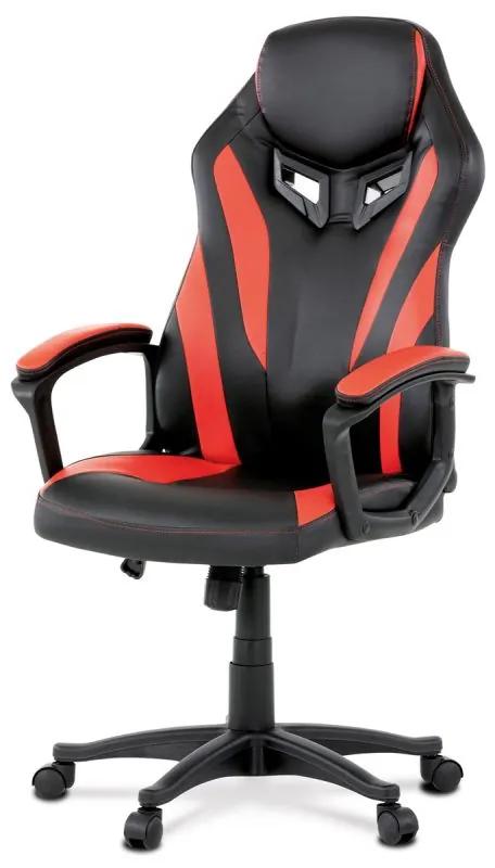 Elegantná herná stolička v čiernej a červenej ekokoži