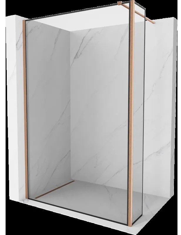 Mexen Kioto sprchová stena Walk-in 160 x 40 cm, čierny vzor, brúsená meď - 800-160-212-65-70-040