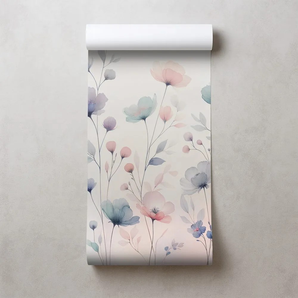 Tapeta akvarelové pastelové kvety