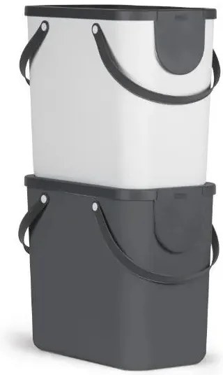 Odpadkový kôš stohovateľný, s nálepkami ALBULA, 25 l, biely/antracit