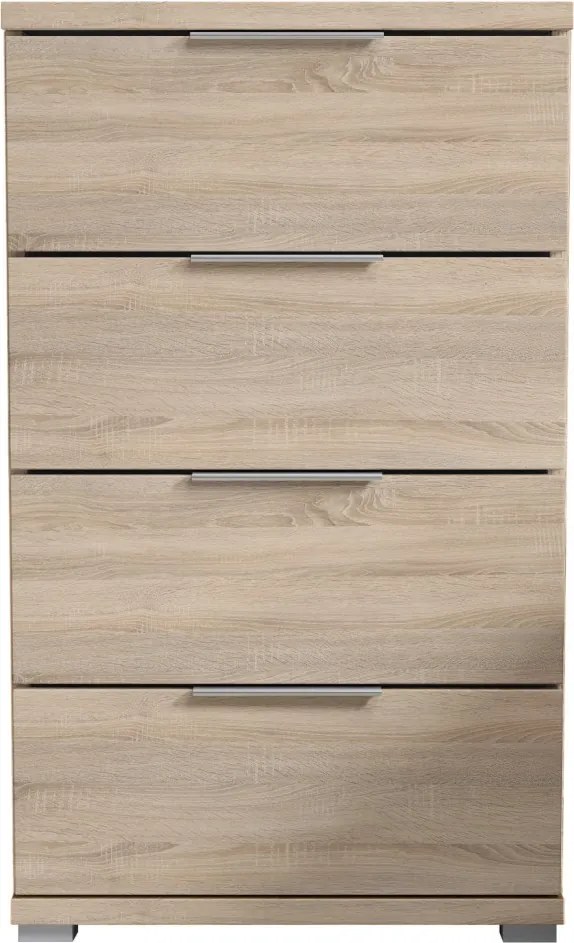 Nočný stolík/skrinka so 4 zásuvkami Smilla, výška 79 cm, dub sonoma