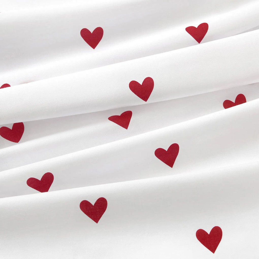 Goldea okrúhly obrus 100% bavlnené plátno - červené srdiečka na bielom Ø 150 cm