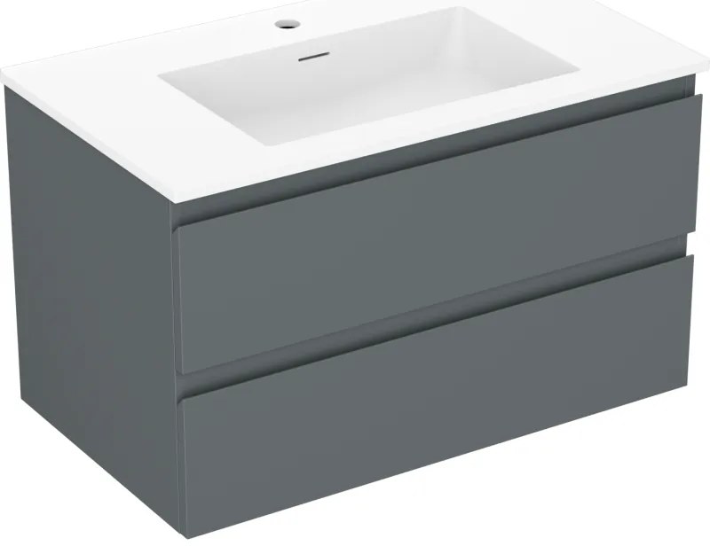 Mexen Orio, kúpeľňová skrinka 80 cm s umývadlom Otis, 2 zásuvky, grafitová matná/biela matná, 91A10-08047-2-BFF66-W18M01