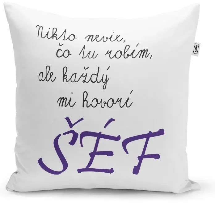 Sablio Vankúš Nikto nevie, čo tu robím, ale každý mi hovorí šéf: 40x40 cm