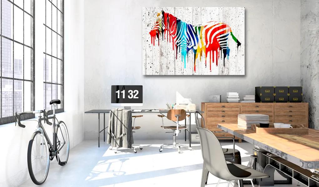 Artgeist Obraz - Colourful Zebra Veľkosť: 120x80, Verzia: Premium Print
