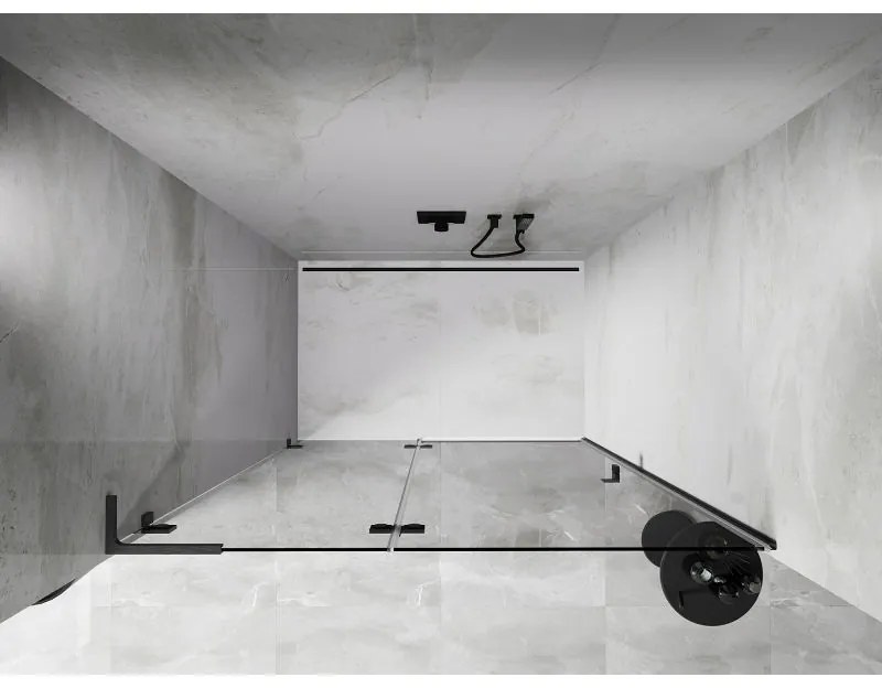 Mexen, Mexen Lunar L Otočné ľavé sprchové dvere 135 cm, priehľadné, pištoľovo šedé kartáčované - 834L-135-000-66-00-L