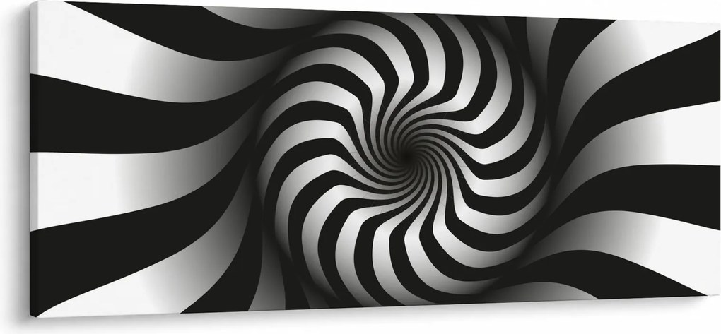 Abstraktný obraz čiernobiele špirály (120x50 cm)
