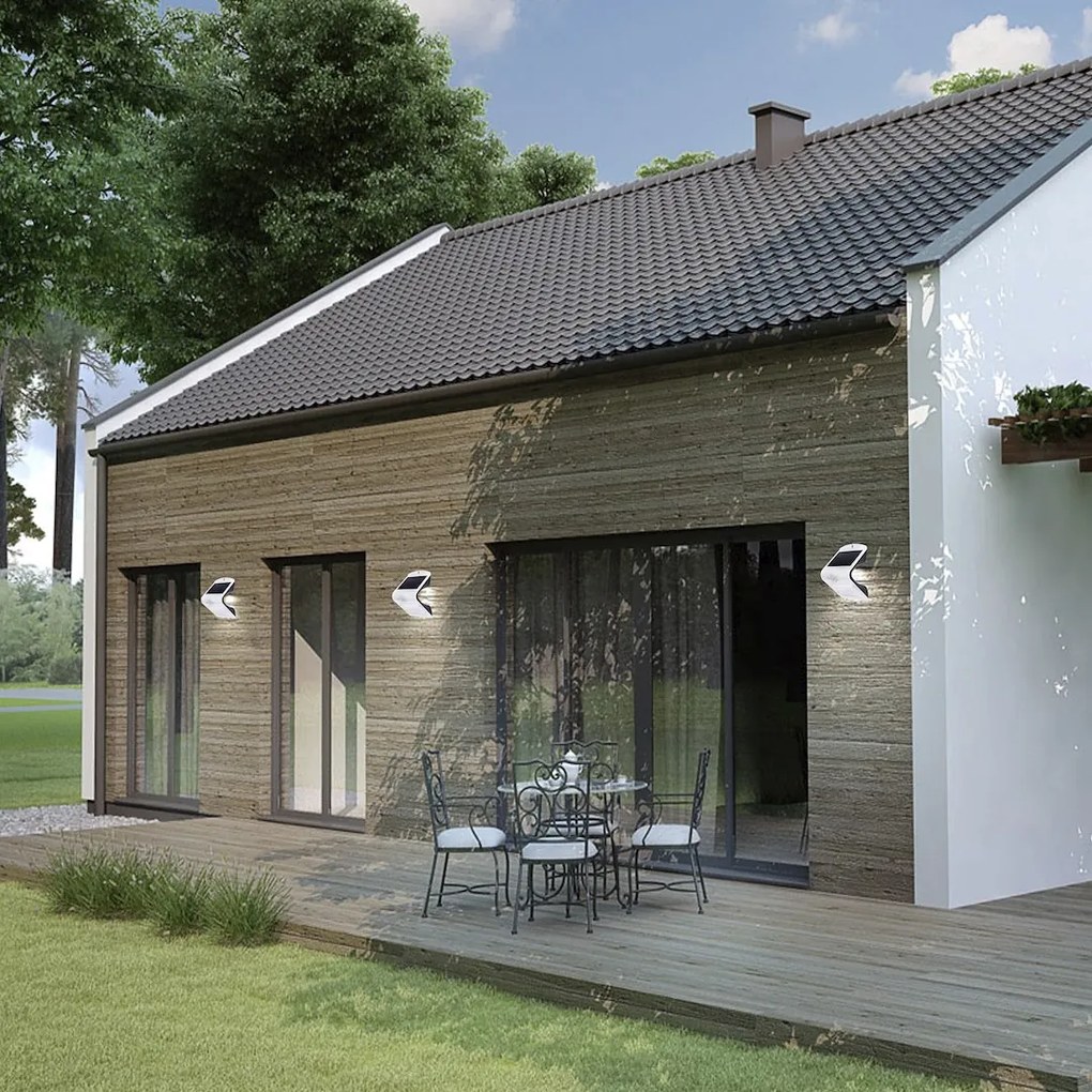 Ecolamp Exteriérové solárne nástenné LED svietidlo Butterfly, 1x LED 1,5w, biela, pohybový senzor