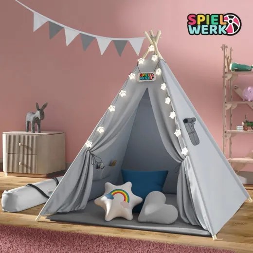 InternetovaZahrada Detský stan Teepee 160x130x130cm - sivý