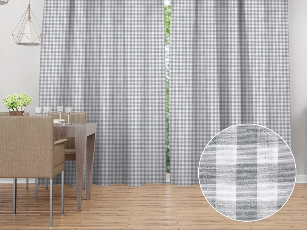 Biante Dekoračný záves Rebeka RE-019 Sivo-biela kocka stredná 130x220 cm
