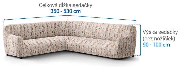 Bielastické poťahy OCEANO NOVÉ béžové rohová sedačka (š. 350 - 530 cm)