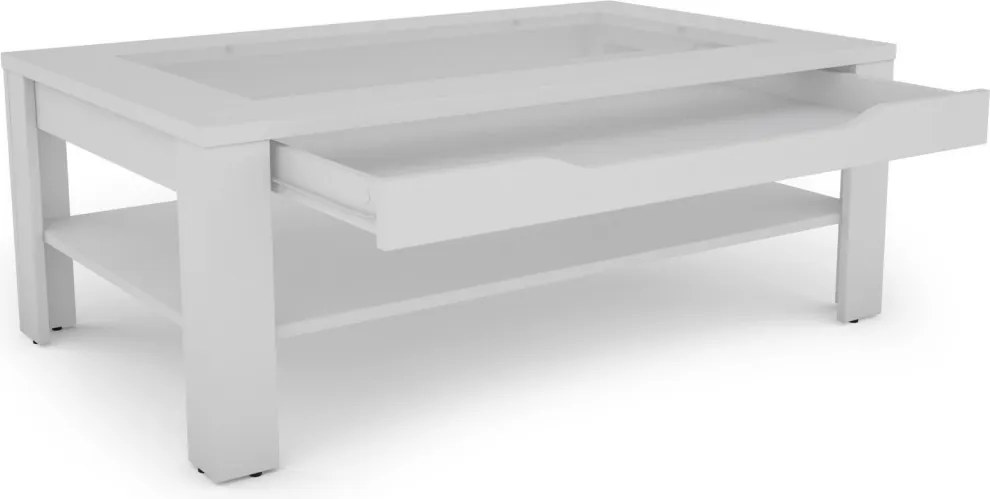 Konferenčný stolík so zásuvkou Roman, biely