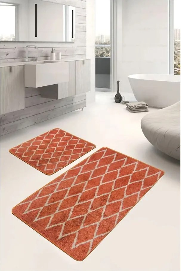 Zamatové kúpeľňové predložky v terakotovej farbe v súprave 2 ks 60x100 cm – Mila Home