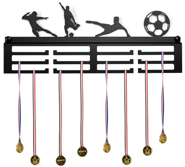 Nástenný vešiak na medaily FUTBAL čierny