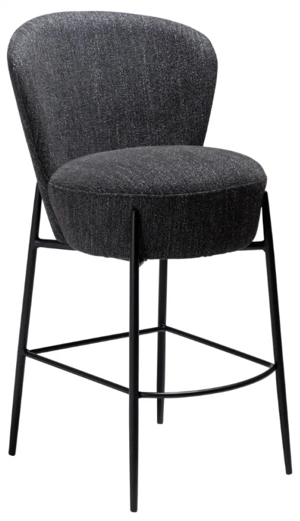ORBIT ČALÚNENÁ BAROVÁ STOLIČKA obsidian black bouclé/black