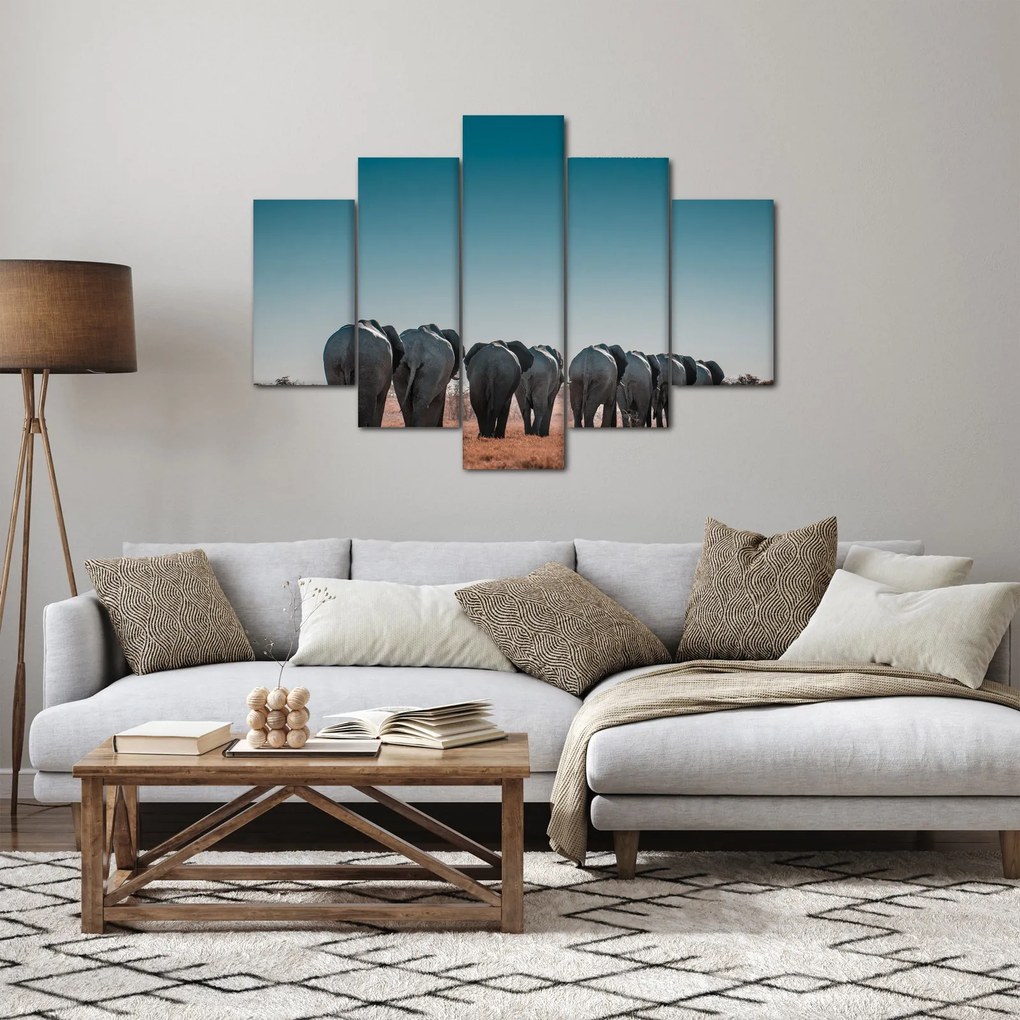 Obraz - Odchod slonov (150x105 cm)