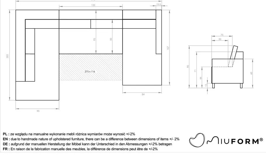 Béžová rozkladacia pohovka do "U" Miuform Scandic Lagom, ľavý roh