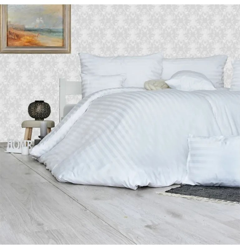 Obliečky damaškové biele EMI, Štandardný set jednolôžko obsahuje 1x 140x200 + 1x 70x90