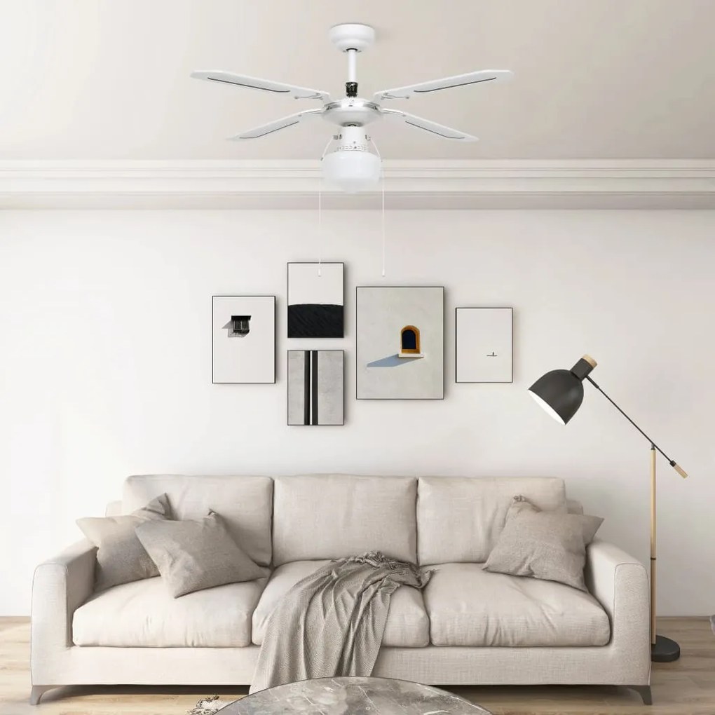 vidaXL Stropný ventilátor s osvetlením 106 cm biely